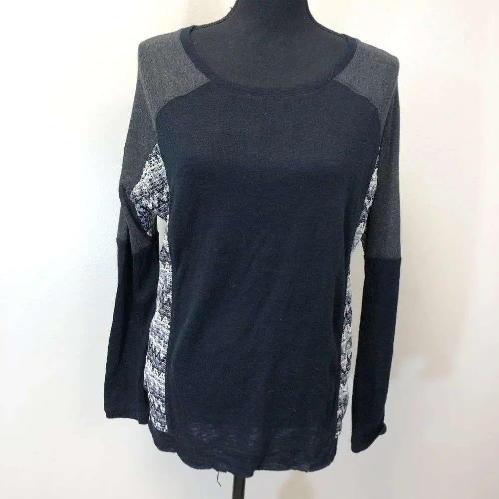 Sanctuary Mixed Media Black Sweater